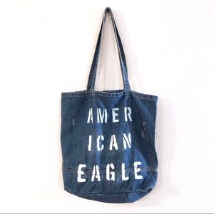 NWT American Eagle Denim Distressed Tote Bag